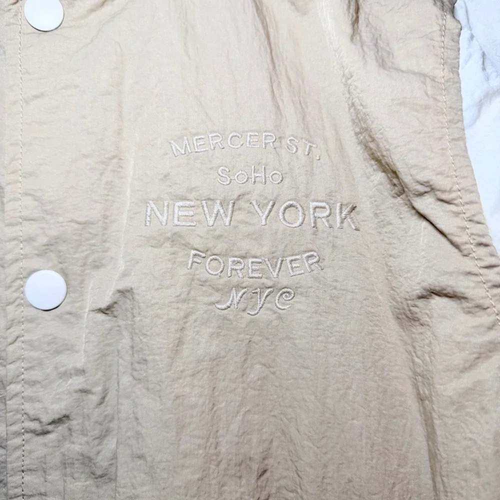 HM Kids Tan New York‎ Forever Varsity Bomber Jacket Beige White Size 8-10Y
